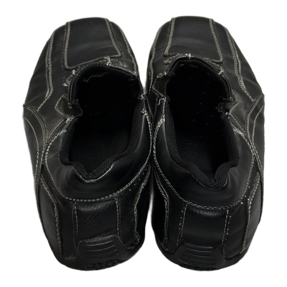 Mens Size 10 Black Leather Slip On Shoes Slip Resistant Sole - Picture 4 of 9